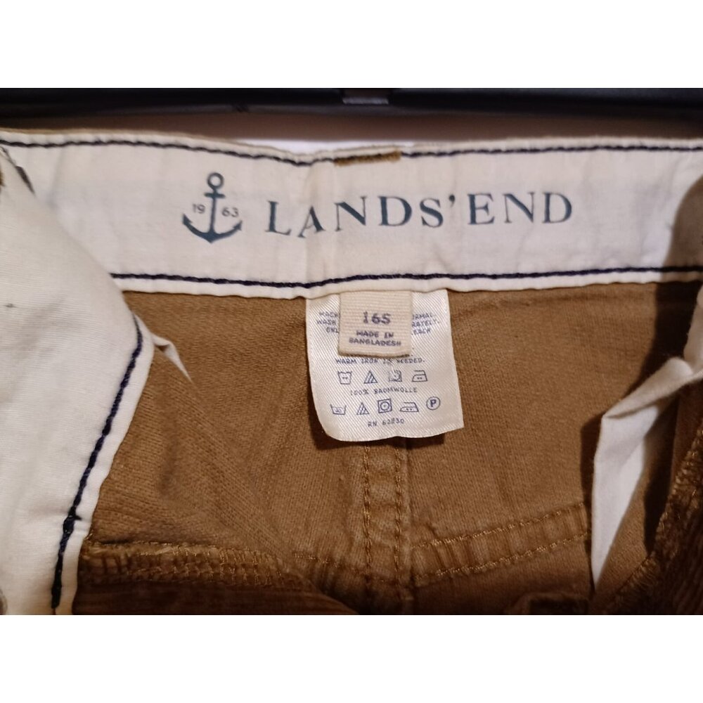 Lands End  Tan Adjustable Waistband  Corduroy Pants Size 16S 28X 30 NWT - Picture 4 of 5